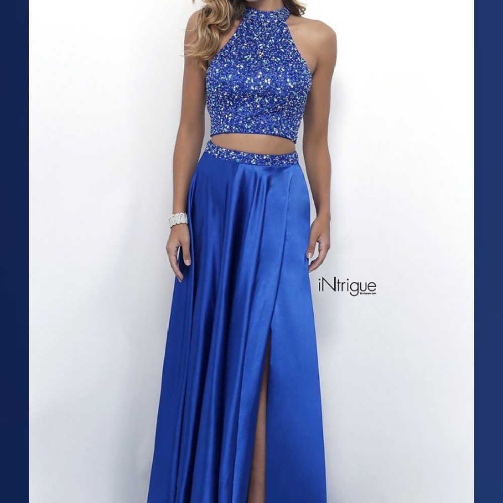 Blue two piece prom dress